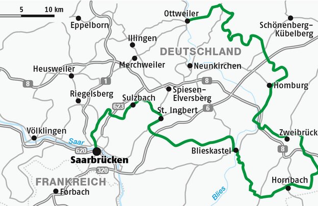 Mapa de la Ruta del Barroco de Saarpfalz | © FERIENSTRASSEN.INFO